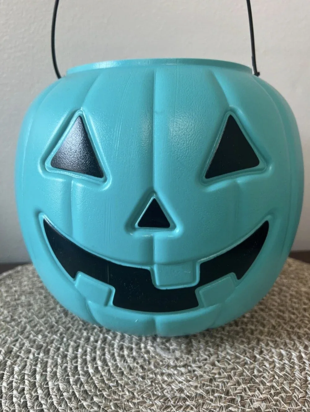 Halloween Pumpkin Teal JOL Blow Mold Bucket Pail Trick-or-Treat.